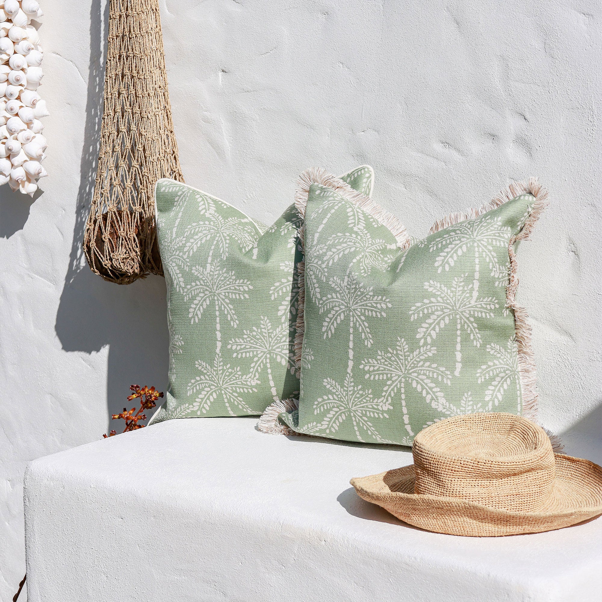 Cushion Cover-With Piping-Cabana Palms Sage-45cm x 45cm