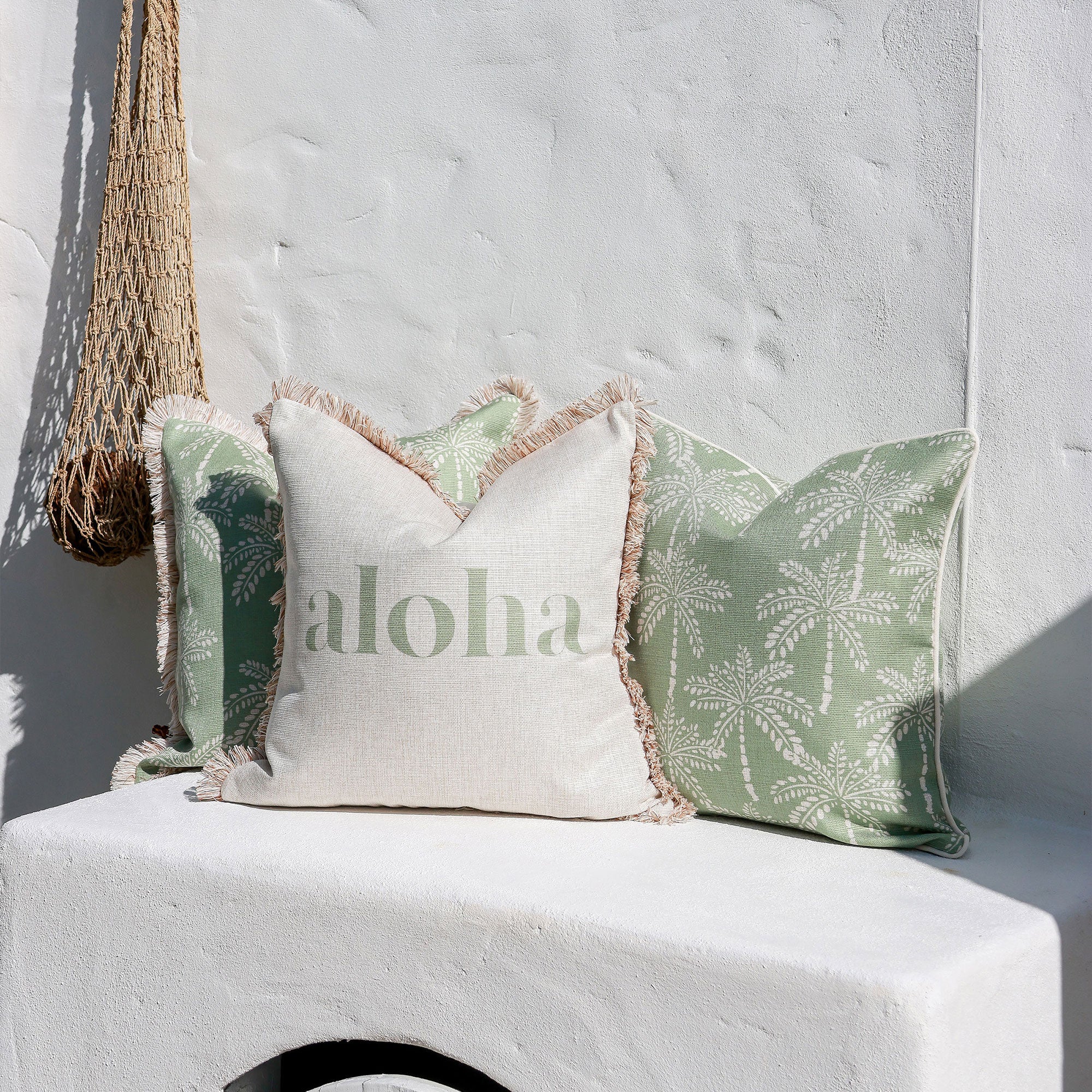 Cushion Cover-With Piping-Cabana Palms Sage-45cm x 45cm