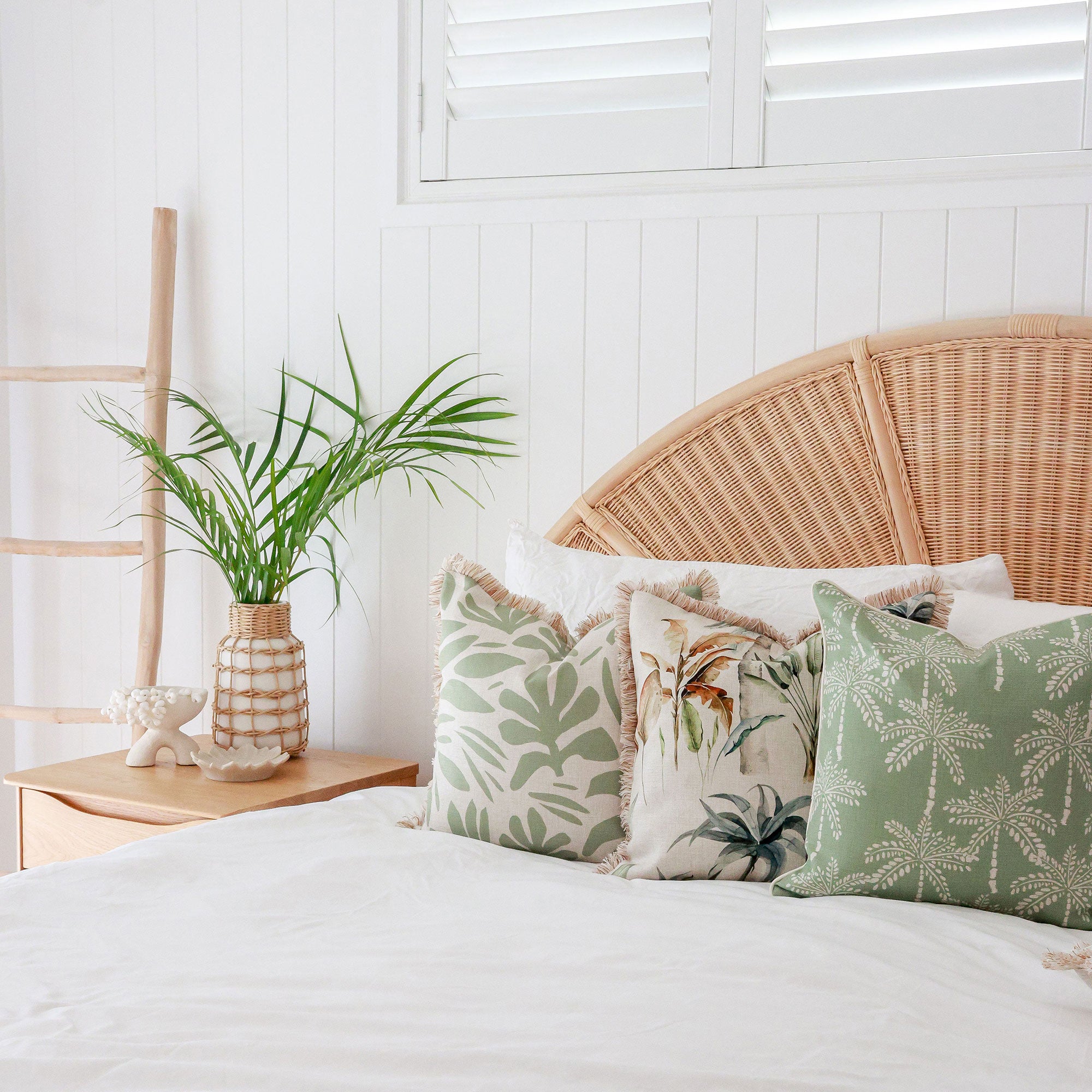 Cushion Cover-With Piping-Cabana Palms Sage-45cm x 45cm