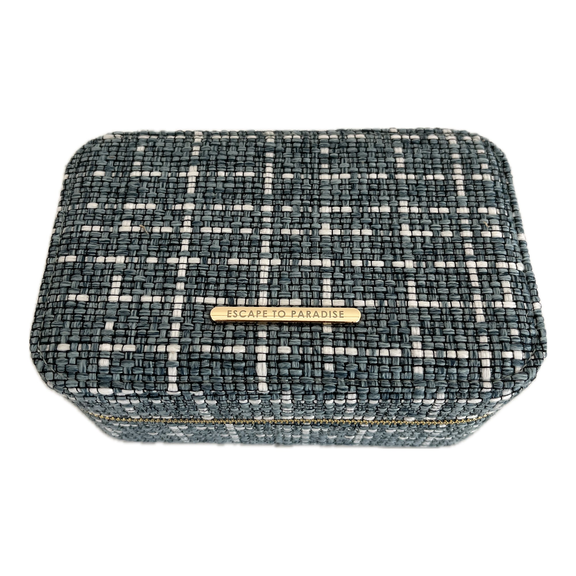 Large Tweed Jewellery Box-Light Blue