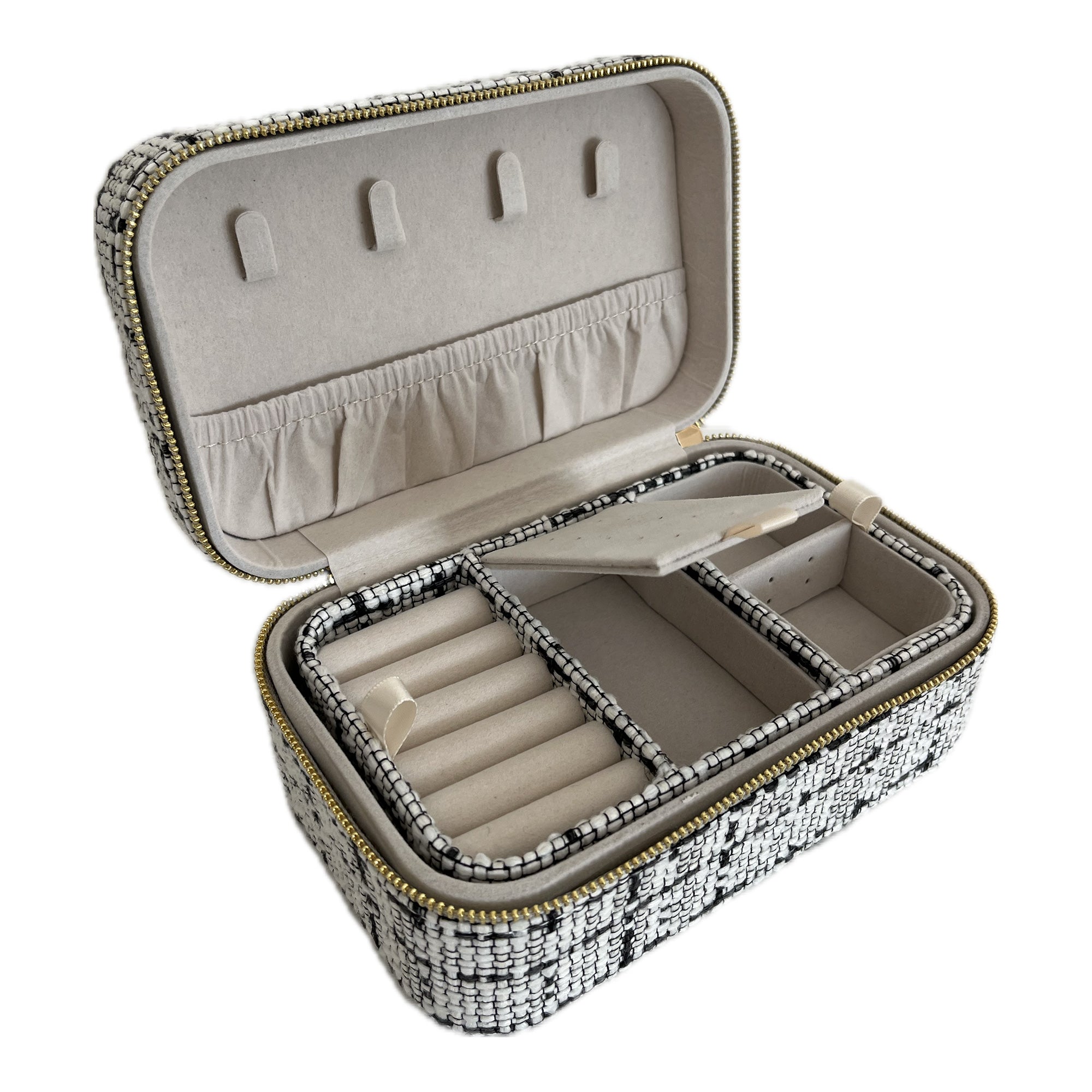 Large Tweed Jewellery Box-Cream