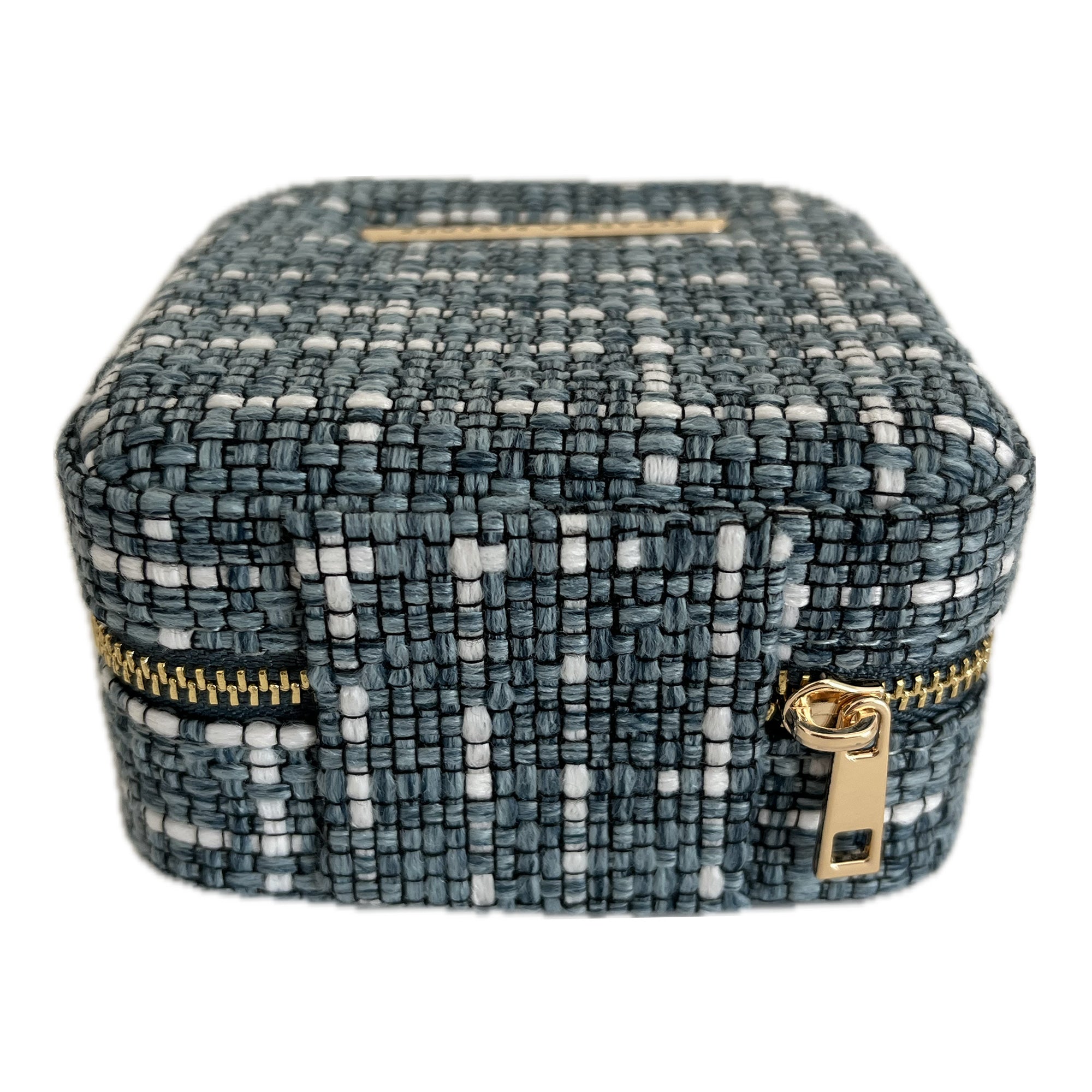 Small Tweed Jewellery Box-Light Blue